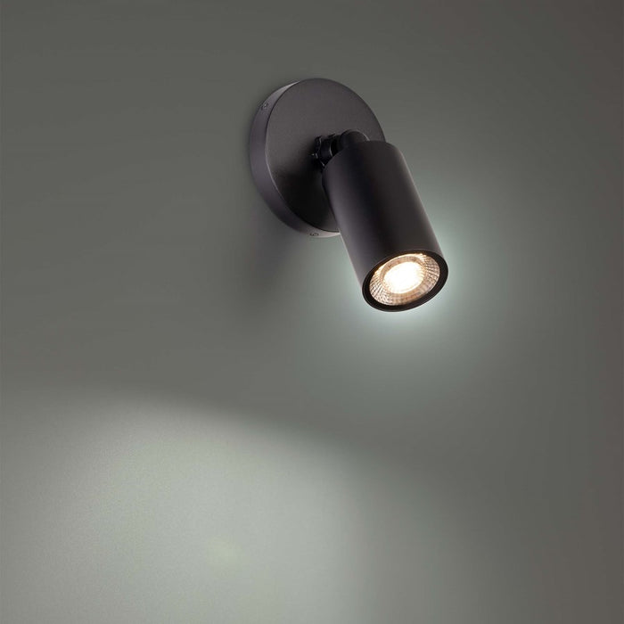 WAC Cylinder 1Lt LED Adjustable Wall Light, Black/White