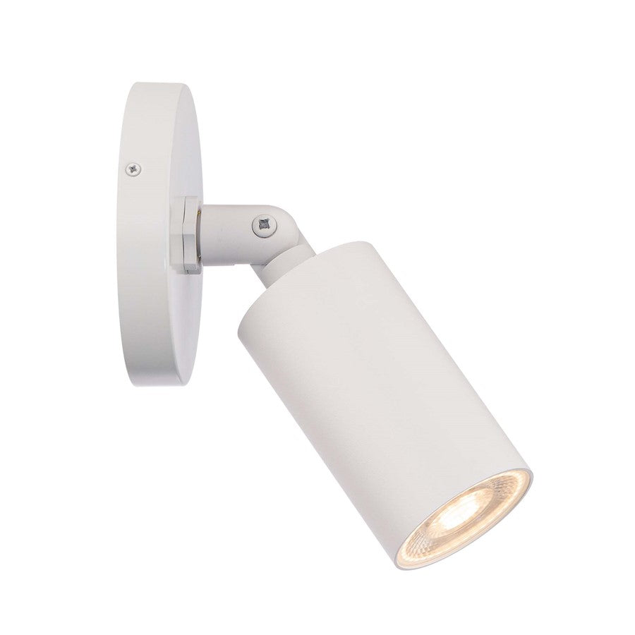 WAC Cylinder 1Lt LED Adjustable Wall Light, White/White