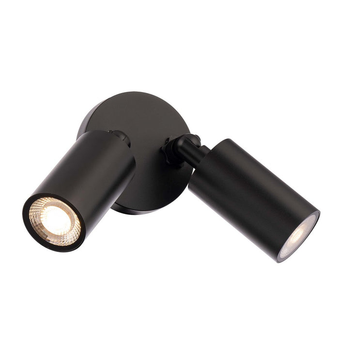 WAC Cylinder 2Lt LED Adjustable Wall Light, Black/White - WS-W230302-30-BK