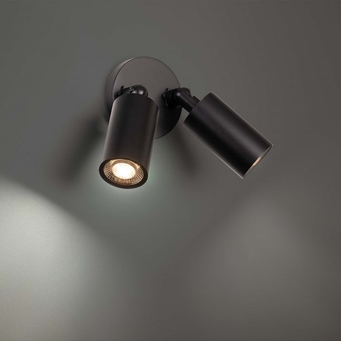WAC Cylinder 2Lt LED Adjustable Wall Light, Black/White