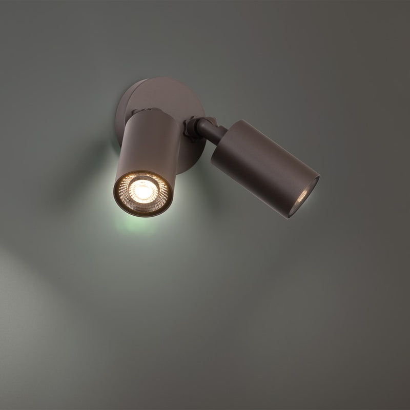 WAC Cylinder 2Lt LED Adjustable Wall Light, Bronze/White