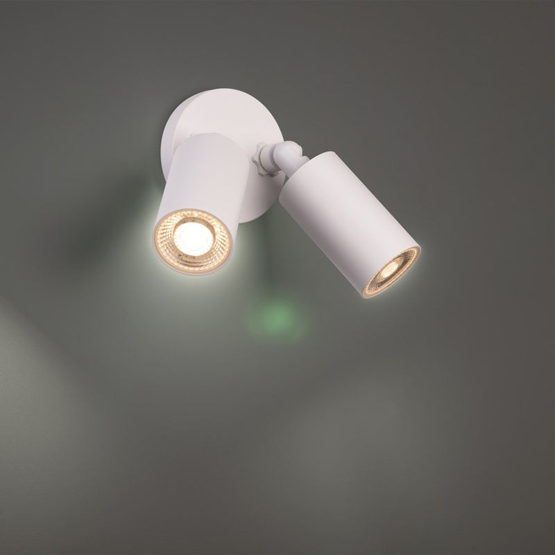 WAC Cylinder 2Lt LED Adjustable Wall Light, White/White