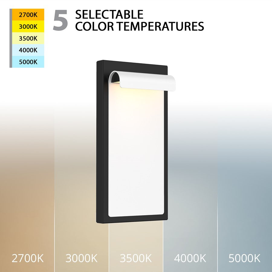 WAC Cap 1Lt LED 12" Outdoor Wall Light, White Black/Frosted