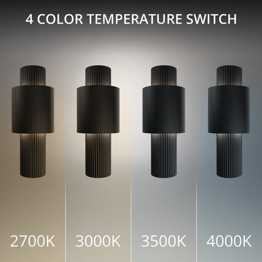 dweLED Piston 1 Light 14" Outdoor Wall Light/2700K, Black