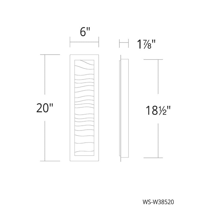 dweLED Wavelet 1 Light 20" Outdoor Wall Light/3000K, Black