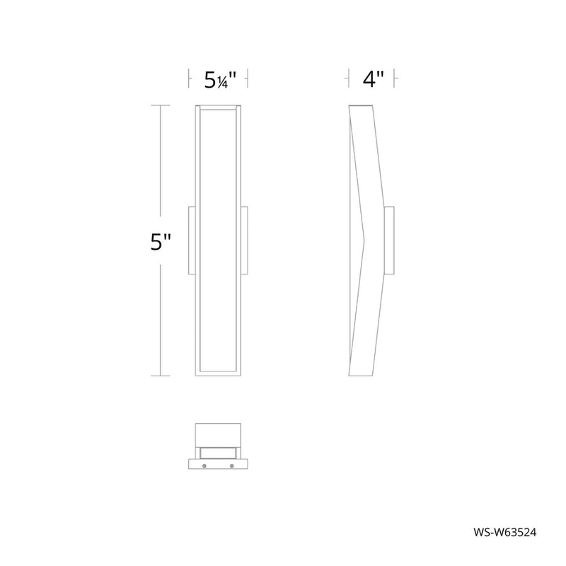 dweLED Jordan 1Lt 24" Outdoor Wall Light/3000K, BK/WH Opaque