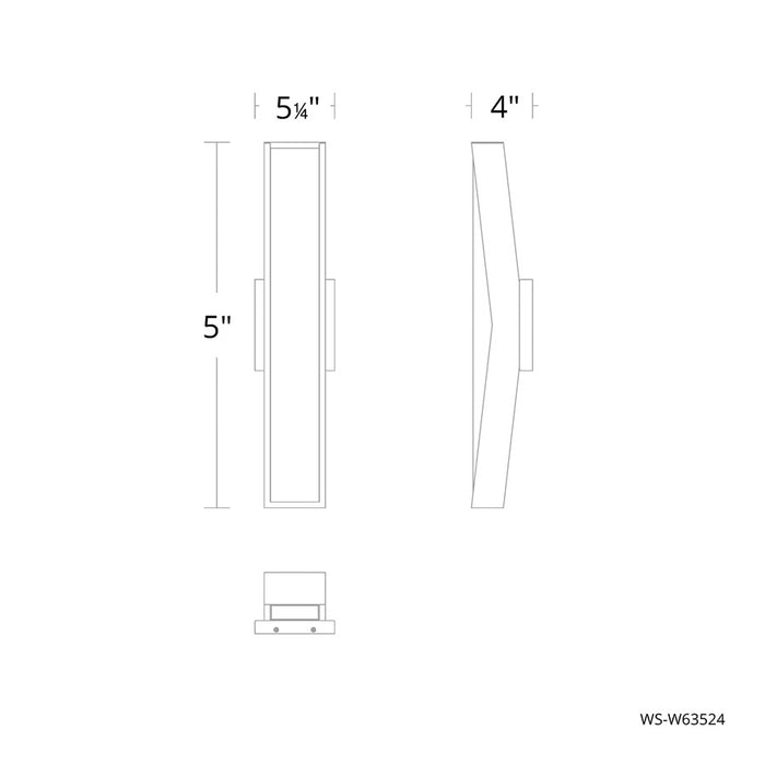 dweLED Jordan 1Lt 24" Outdoor Wall Light/3000K, BK/WH Opaque