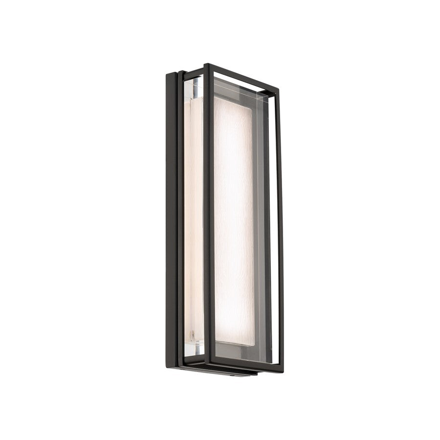 dweLED Beech 1 Light 16" Outdoor Wall Light/3000K, Black/Clear - WS-W89516-30-BK