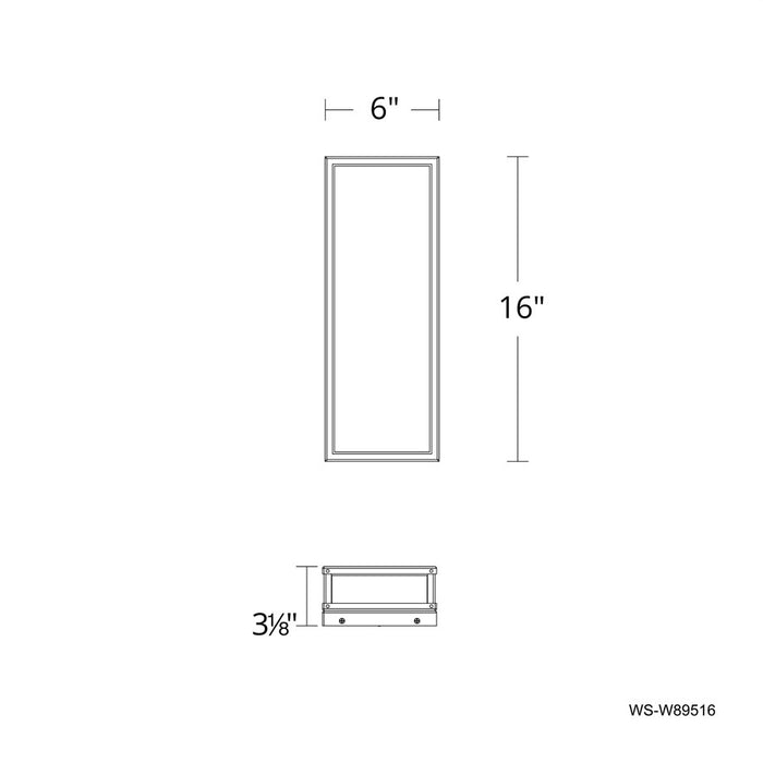 dweLED Beech 1 Light 16" Outdoor Wall Light/3500K, Black/Clear