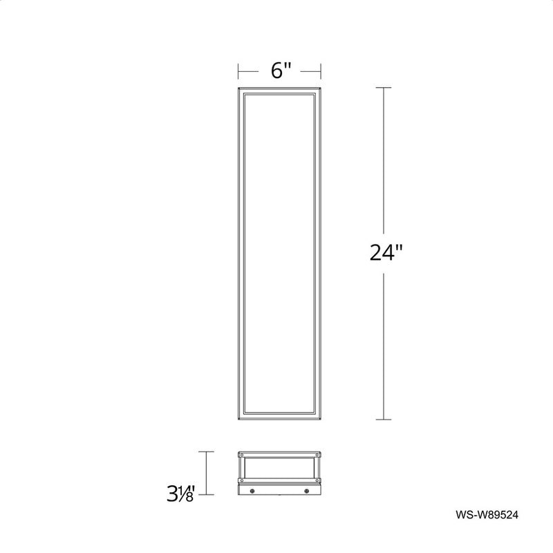 dweLED Beech 1 Light 24" Outdoor Wall Light/3000K, Black/Clear