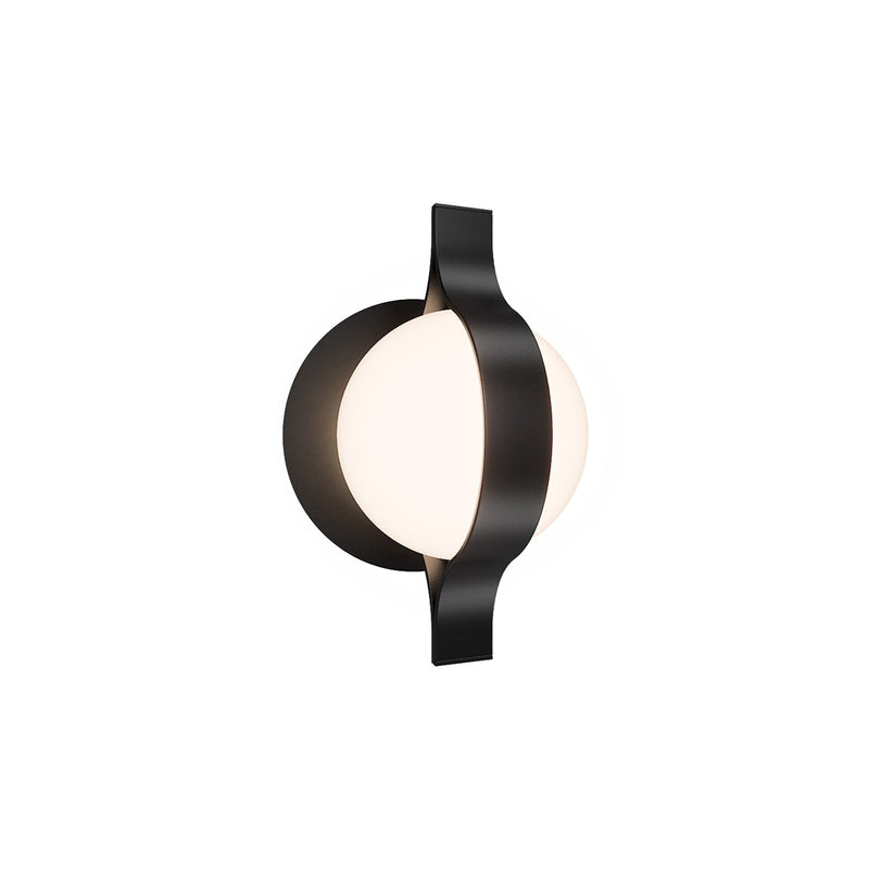 WAC Lighting Ellaria 1-Light Wall Sconce | Modern Black Aluminum and Opal Glass | Bedroom & Hallway Accent Light | 569 Lumens | Model WS104609-TWA-BK
