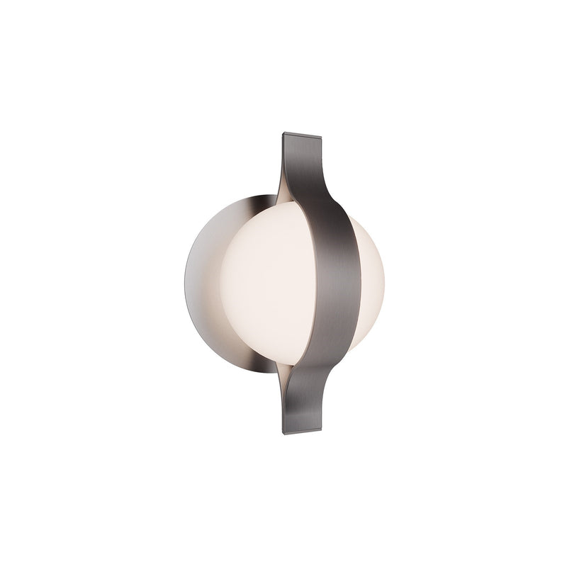 WAC Lighting Ellaria 1-Light Wall Sconce | Modern Brushed Nickel and Opal Glass | Bathroom & Hallway Accent | 6 x 6 x 9 in | Model WS104609-TWA-BN