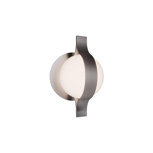 WAC Lighting Ellaria 1-Light Wall Sconce | Modern Brushed Nickel and Opal Glass | Bathroom & Hallway Accent | 6 x 6 x 9 in | Model WS104609-TWA-BN