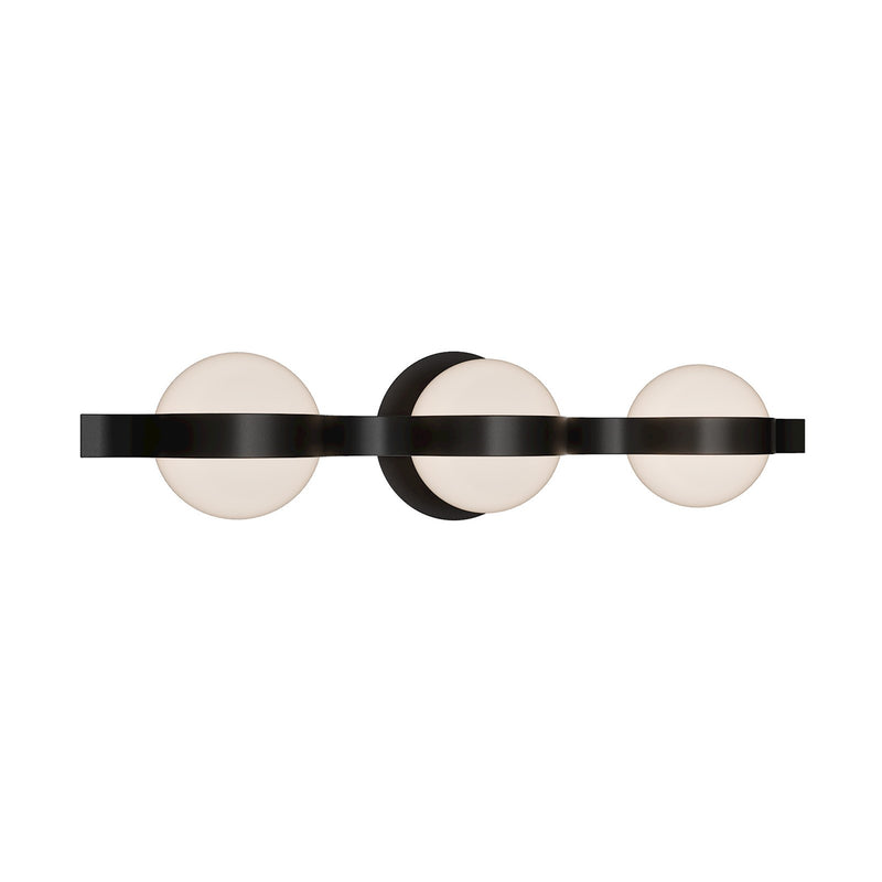 WAC Lighting Ellaria 25in 3-Light Bathroom Vanity Light | Modern Black Aluminum and Opal Glass | Bathroom Vanity | 25 x 6.75 x | Model WS104625-TWA-BK