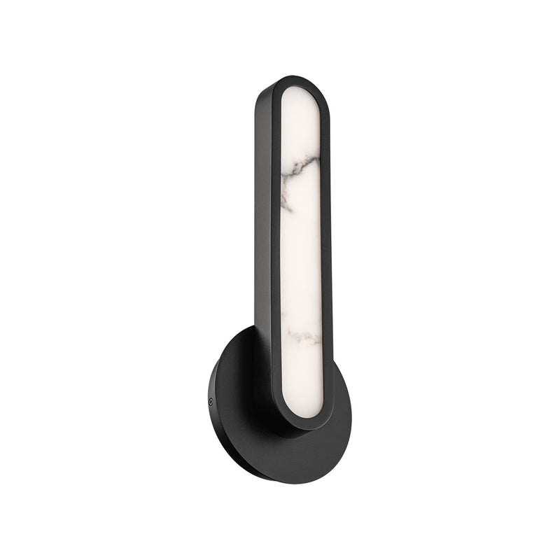 WAC Lighting Serena 1-Light Wall Sconce | Modern Black Aluminum and Alabaster Acrylic | Bathroom & Hallway Accent Light | 2 x 2 x | Model WS107615-TWA-BK