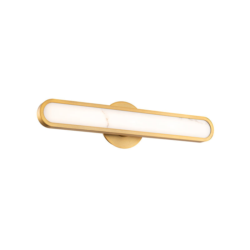 WAC Lighting Serena 24in 1-Light Bath/Vanity Light | Modern Aged Brass Aluminum and Faux Alabaster Acrylic | Bathroom Vanity & | Model WS107624-TWA-AB