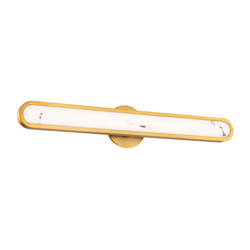 WAC dweLED Serena 34in 1-Light Bath Vanity Light | Modern/Transitional Aged Brass Aluminum and Faux Alabaster Acrylic | Bathroom | Model WS107633-TWA-AB