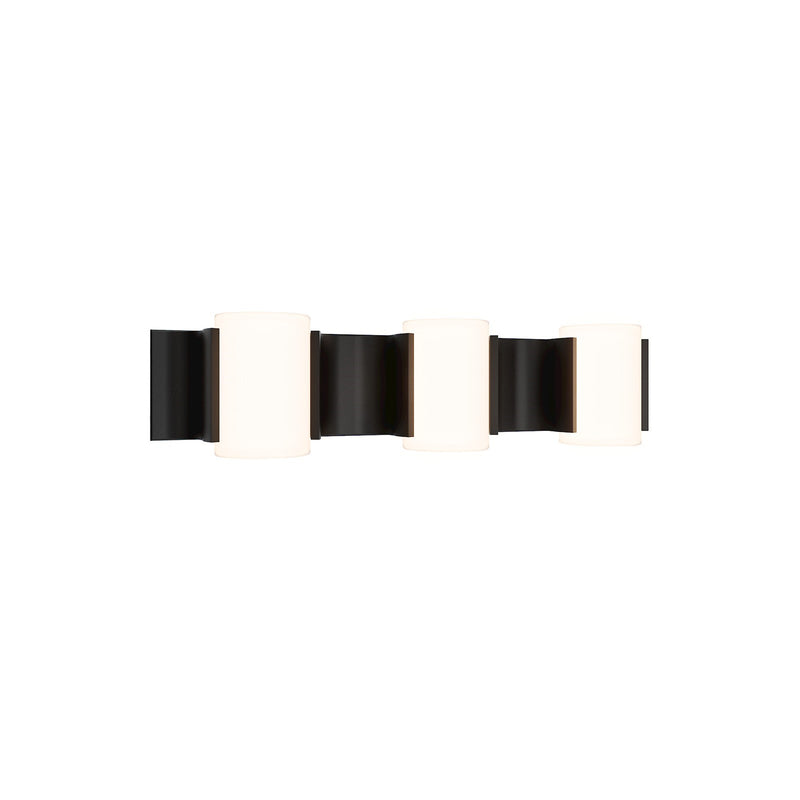 WAC Lighting Circle Line 24in 3-Light Bath Vanity & Wall Light | Modern Black Aluminum and Frosted Glass | Bathroom Vanity | 24 x 5 x | Model WS114624-BK