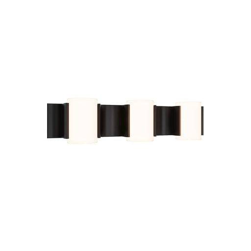 WAC Lighting Circle Line 24in 3-Light Bath Vanity & Wall Light | Modern Black Aluminum and Frosted Glass | Bathroom Vanity | 24 x 5 x | Model WS114624-BK