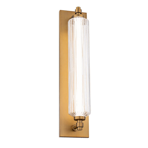 WAC Lighting Portos 25in 1-Light Wall Sconce | Modern Transitional Aged Brass Aluminum and Clear Ribbed Glass | Hallway & Bathroom | Model WS118625-AB