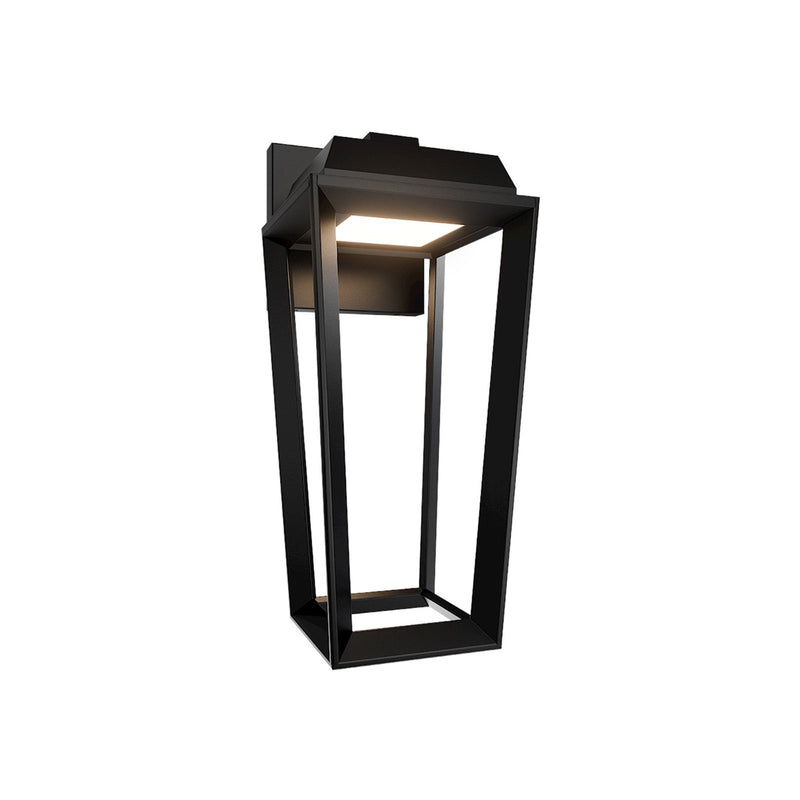 WAC Lighting Levee 1-Light 16in Outdoor Wall Sconce | Contemporary Black Stainless Steel and Glass Diffuser | Covered Patio & | Model WSW115616-BK