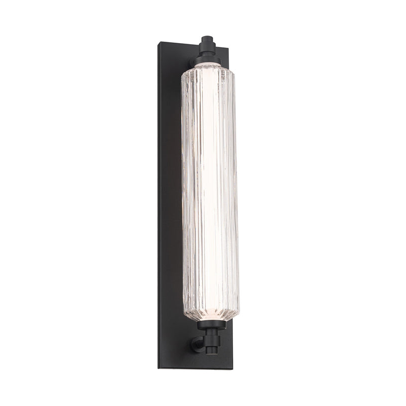 WAC Lighting Portos 25in 1-Light Outdoor Wall Sconce | Modern Black Aluminum and Clear Ribbed Glass | Covered Patio & Entryway | 5 x | Model WSW118625-BK