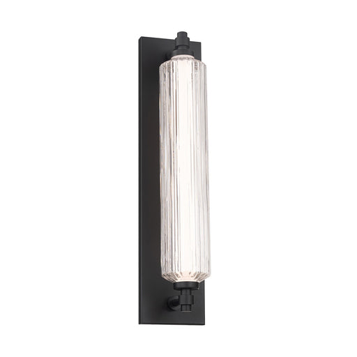 WAC Lighting Portos 25in 1-Light Outdoor Wall Sconce | Modern Black Aluminum and Clear Ribbed Glass | Covered Patio & Entryway | 5 x | Model WSW118625-BK