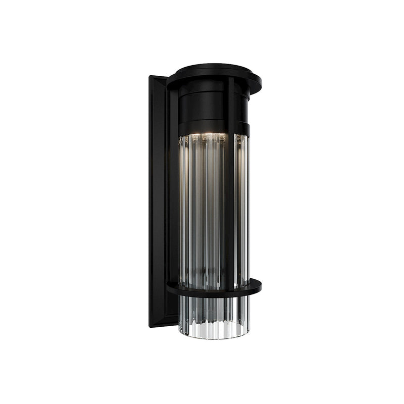 WAC Lighting Offshore 16in 1-Light Outdoor Wall Sconce | Modern Black Aluminum and Clear Ribbed Glass | Entryway & Covered Porch | 6 | Model WSW120616-BK
