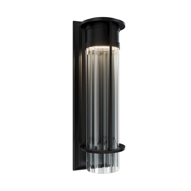 WAC Lighting Offshore 24in 1-Light Outdoor Wall Sconce | Modern Black Aluminum and Clear Ribbed Glass | Entryway & Covered Patio | 7 | Model WSW120624-BK