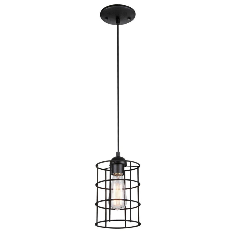 Westinghouse 1-Light Mini Pendant | Oil Rubbed Bronze and Metal Cage Shade | Kitchen Island & Dining Room | 6 x 6 x 9 in | Model 6100600