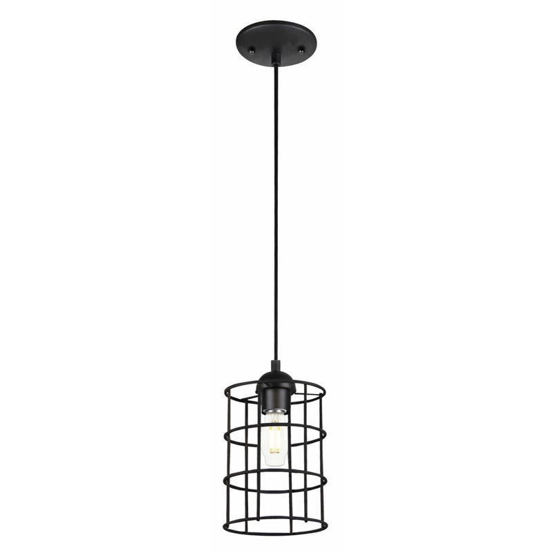Westinghouse 1-Light Mini Pendant | Oil Rubbed Bronze and Metal Cage Shade | Kitchen Island & Dining Room | 6 x 6 x 9 in | Model 6100600