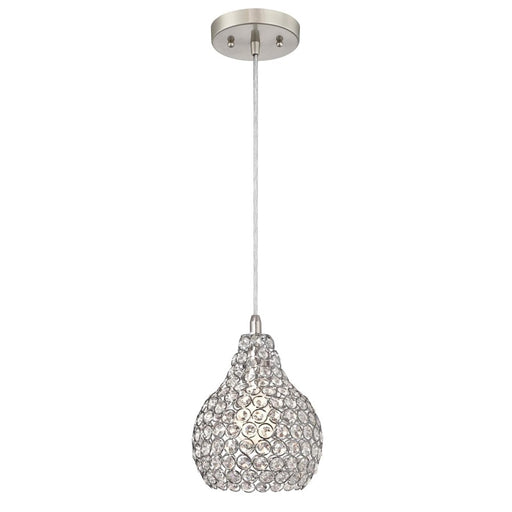 Westinghouse Kelcie 1Lt Pendant, Brushed Nickel/Crystal Jewel Shade - 6103700