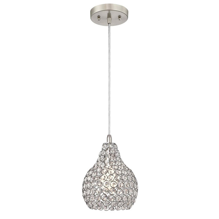 Westinghouse Kelcie 1Lt Pendant, Brushed Nickel/Crystal Jewel Shade - 6103700