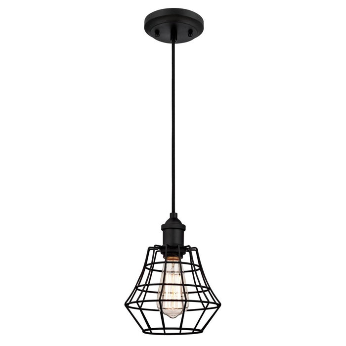 Westinghouse Nathaniel 1 Light Pendant, Matte Black/Cage Shade - 6105300