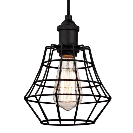 Westinghouse Nathaniel 1 Light Pendant, Matte Black/Cage Shade