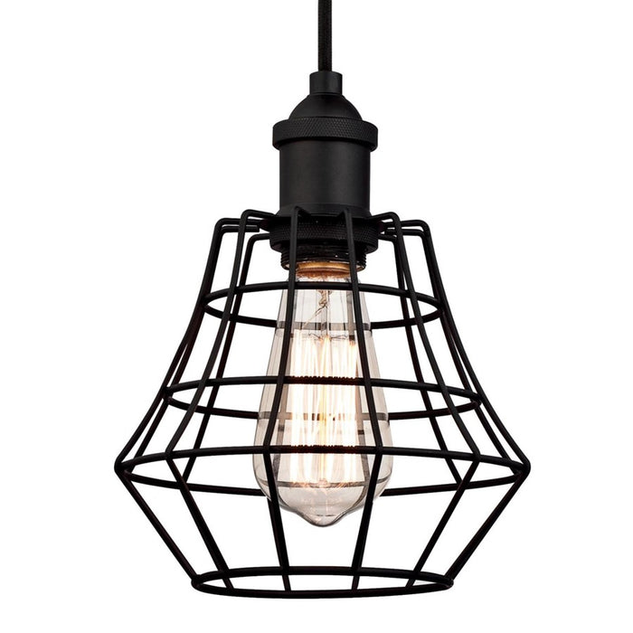 Westinghouse Nathaniel 1 Light Pendant, Matte Black/Cage Shade