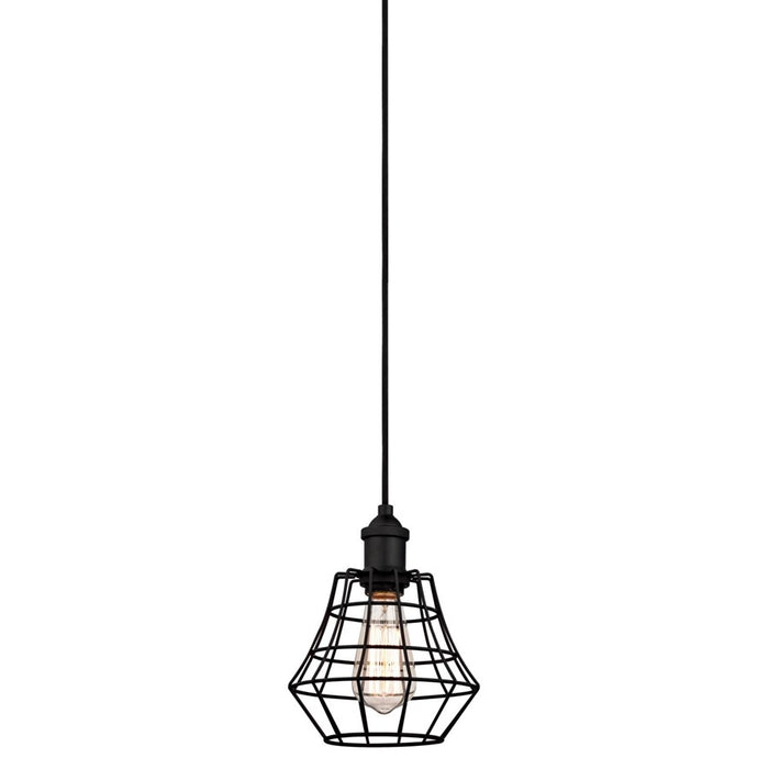 Westinghouse Nathaniel 1 Light Pendant, Matte Black/Cage Shade