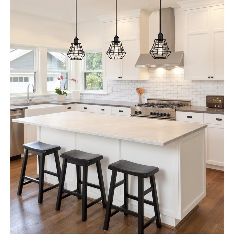 Westinghouse Nathaniel 1 Light Pendant, Matte Black/Cage Shade