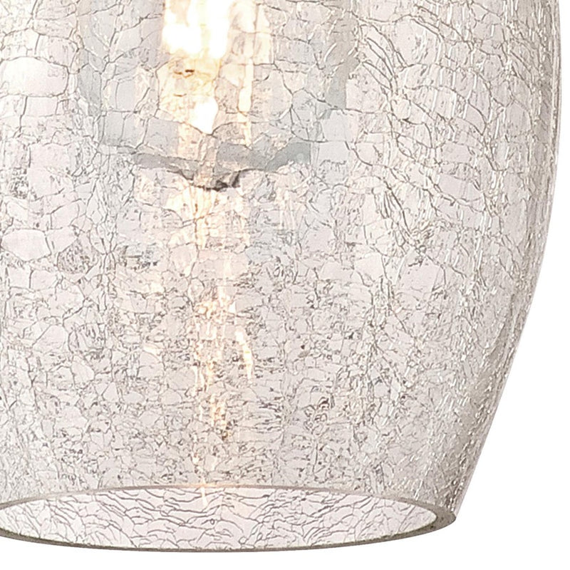 Westinghouse Carsley 1Lt Pendant, Brushed Nickel/Clear Crackle Glass