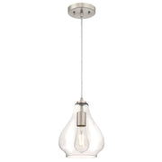 Westinghouse Wes 1 Light Pendant, Brushed Nickel/Clear Glass - 6106400