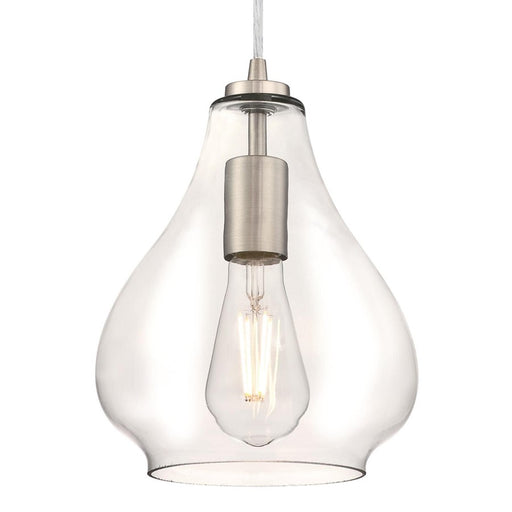 Westinghouse Wes 1 Light Pendant, Brushed Nickel/Clear Glass