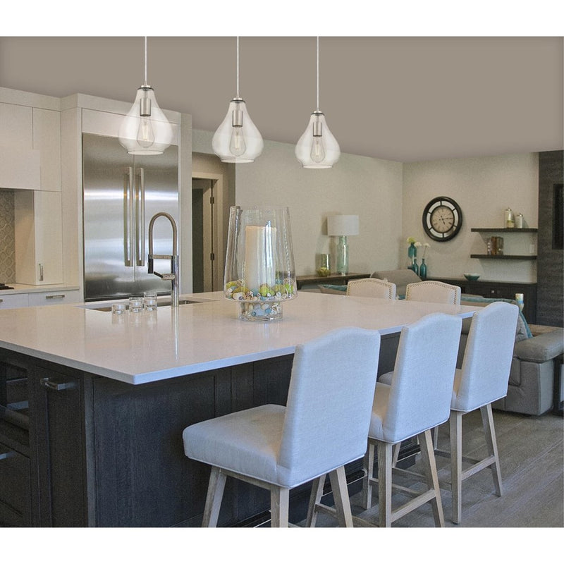 Westinghouse Wes 1 Light Pendant, Brushed Nickel/Clear Glass
