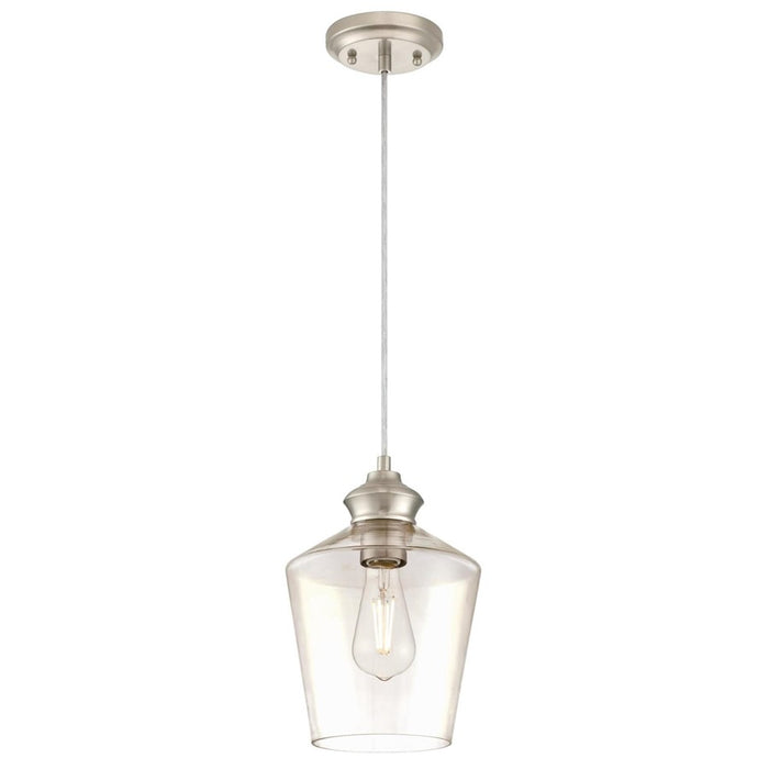 Westinghouse Ramsey 1 Light Pendant, Brushed Nickel/Clear Glass - 6106500