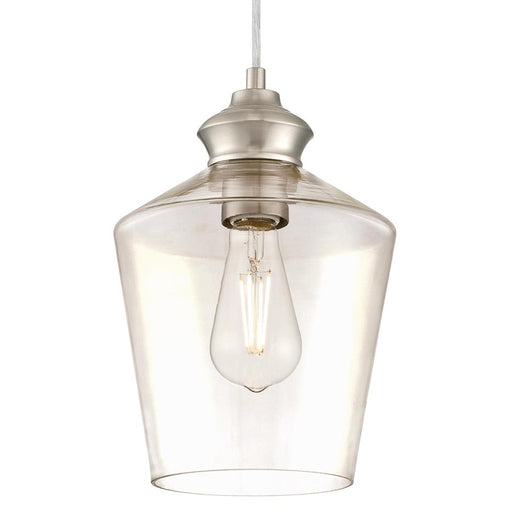 Westinghouse Ramsey 1 Light Pendant, Brushed Nickel/Clear Glass