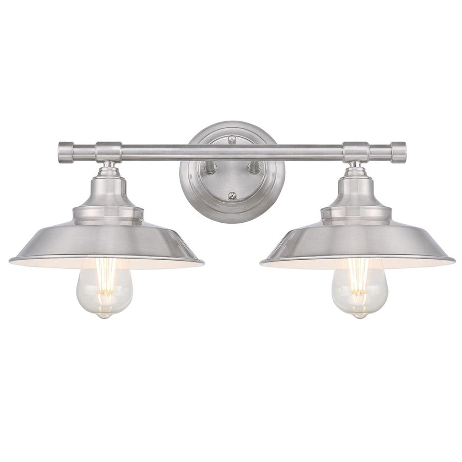 Westinghouse Iron Hill 2 Light Wall Light, Brushed Nickel/Metal Shades - 6110300