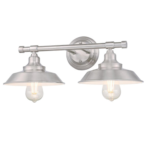 Westinghouse Iron Hill 2 Light Wall Light, Brushed Nickel/Metal Shades