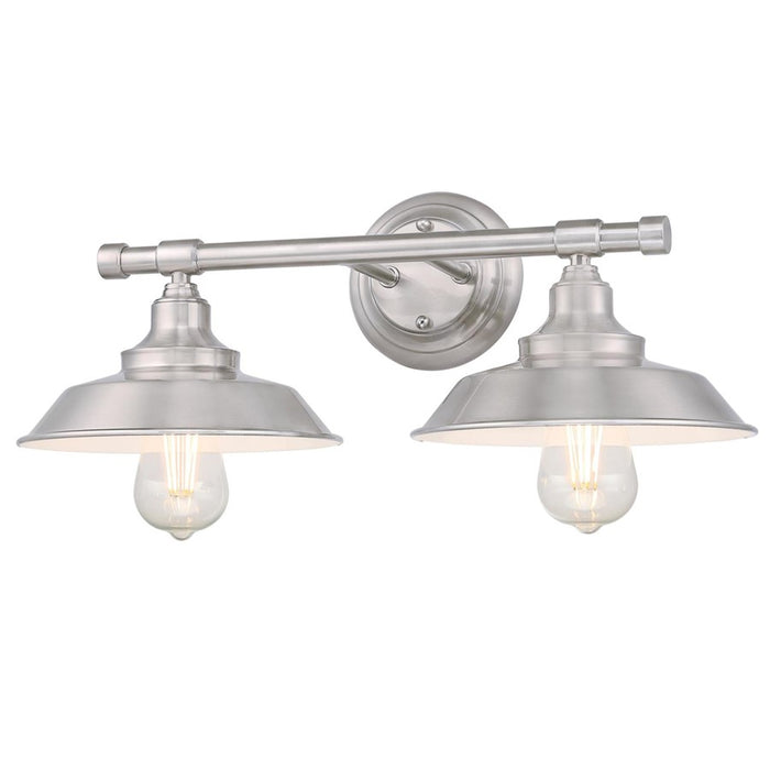 Westinghouse Iron Hill 2 Light Wall Light, Brushed Nickel/Metal Shades