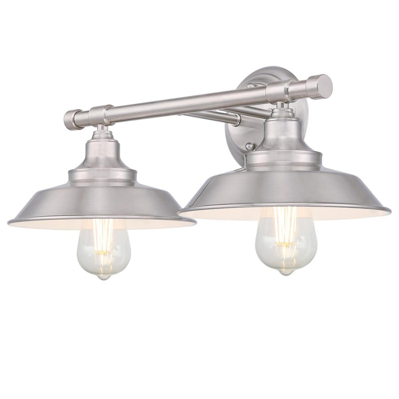 Westinghouse Iron Hill 2 Light Wall Light, Brushed Nickel/Metal Shades