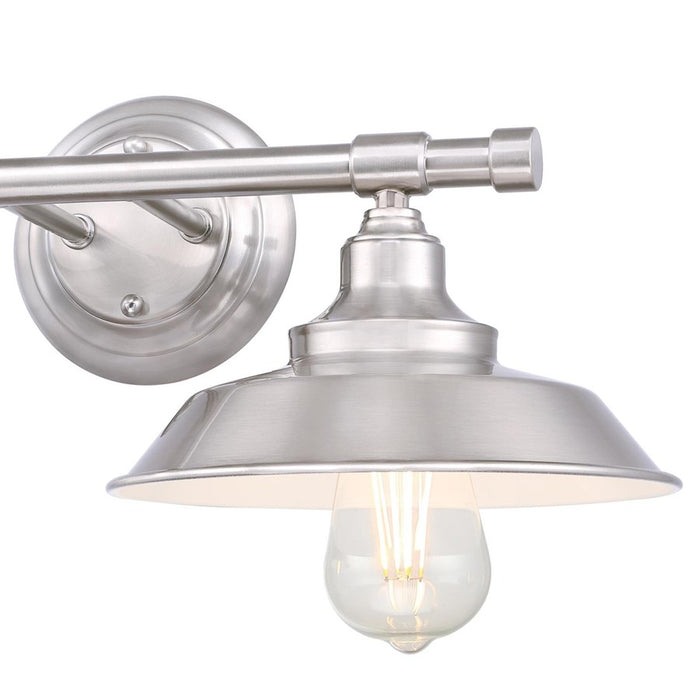 Westinghouse Iron Hill 2 Light Wall Light, Brushed Nickel/Metal Shades