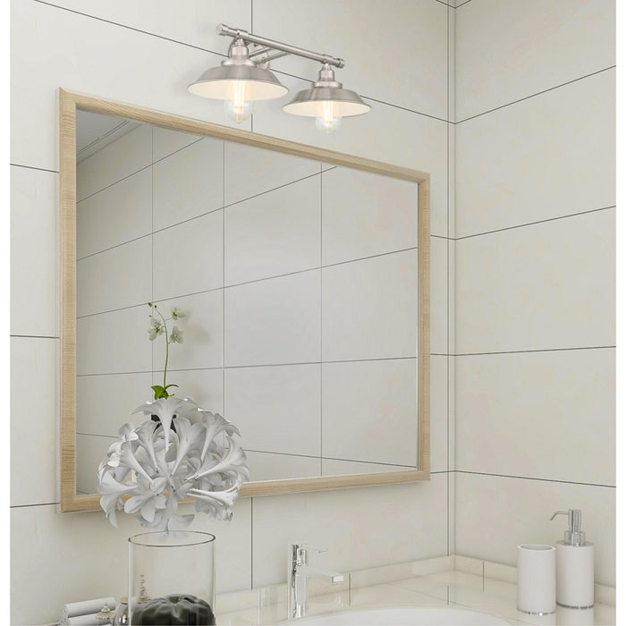 Westinghouse Iron Hill 2 Light Wall Light, Brushed Nickel/Metal Shades